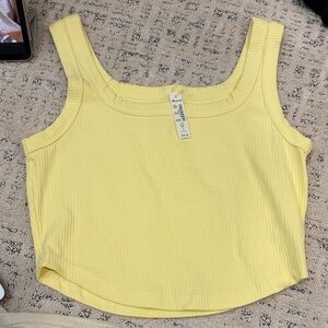 Madewell Light Yellow Ribbed Crop Top